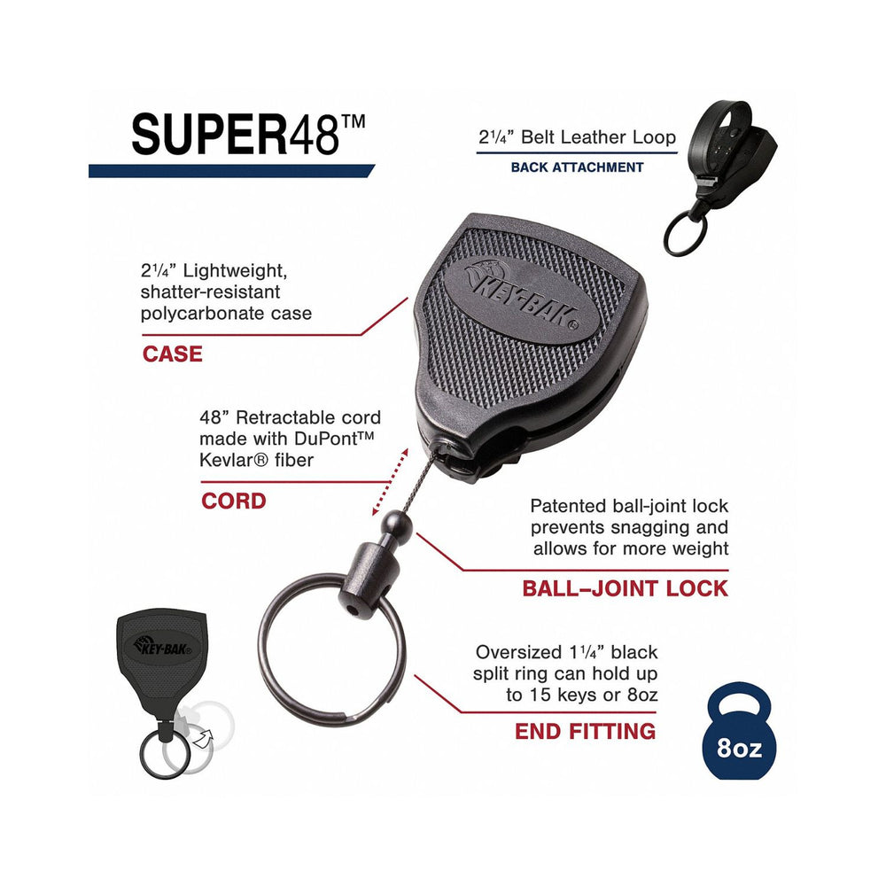 KEY-BAK - SUPER48 48in Heavy Duty Kevlar Cord Tether with Belt Clip