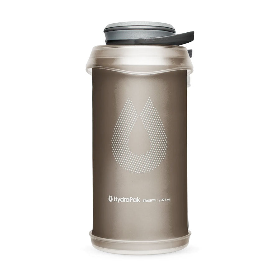 Hydrapak 1L Stash 2.0 Collapsible Water Bottle Mammoth Grey-Hydration-Hydrapak-TacSource