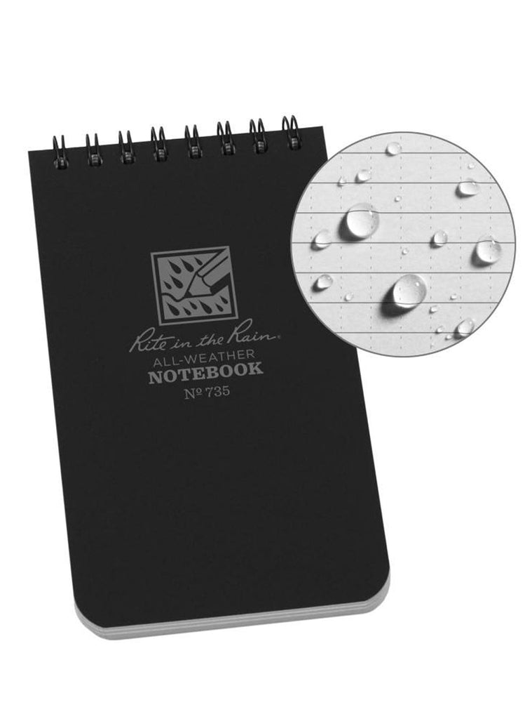 Rite in the Rain 3" x 5" Top Spiral Notebook - Black-Notebook-Rite In The Rain-TacSource